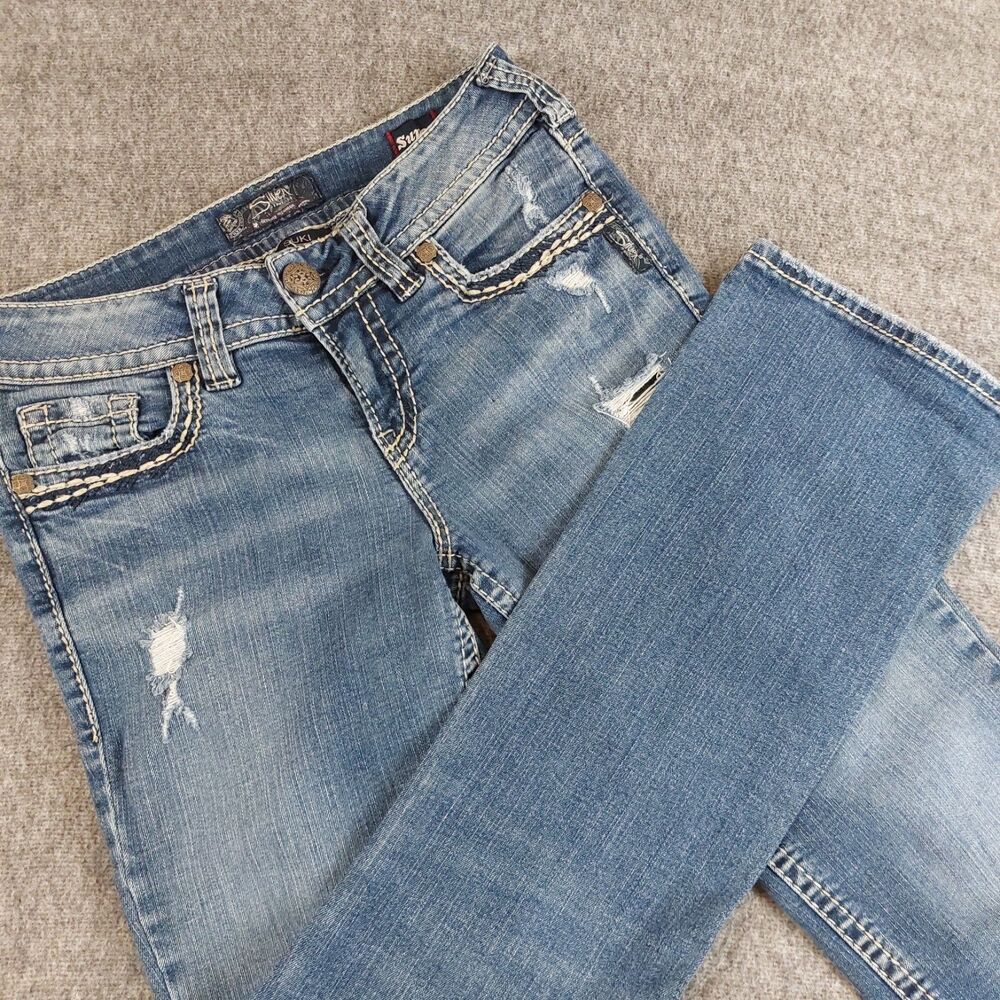 SILVER Jeans Suki Mid Slim Boot Super Stretch Women's 28x31 (Fit 29x29.5) Blue